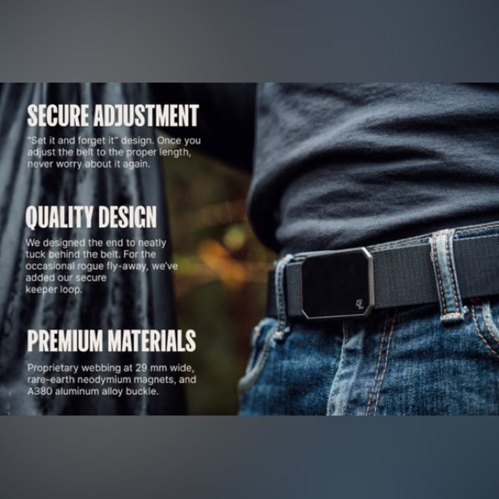 GROOVE Men’s Magnetic Buckle Belt, ONE SIZE, Color: Black with brown buckle, NWT - Picture 8 of 11